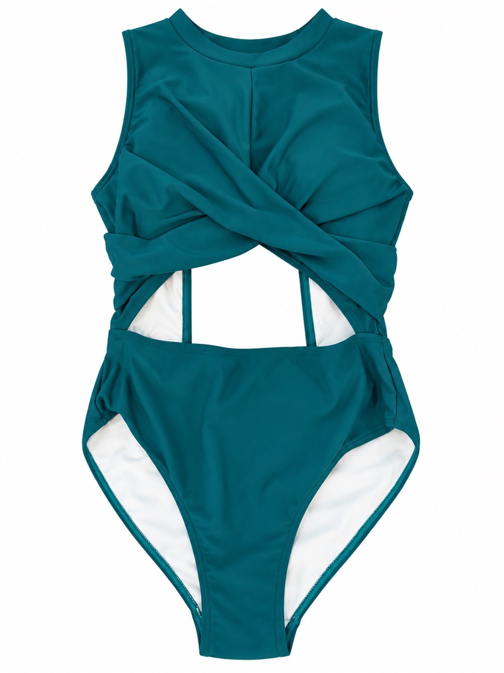 Teal Twist Front Cutout One Piece Swimsuit Size Medium UPF 50+ NWOT